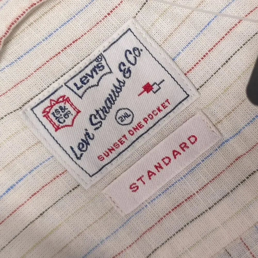 LEVIS New Men’s Shirt Standard‎ XXL Sunset Striped LINEN Blend Ivory 86624-0065